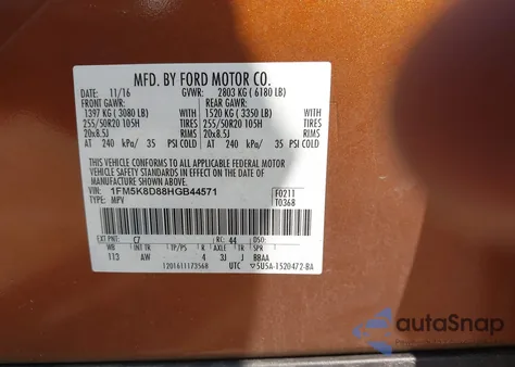 2017 Ford Explorer Xlt z USA, uszkodzony, nr VIN 1FM5K8D88HGB44571